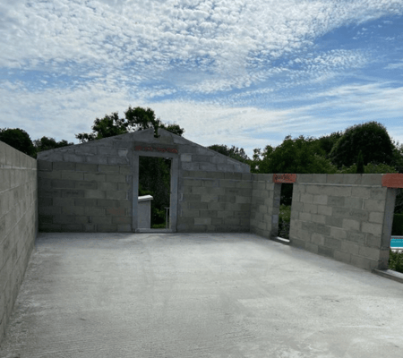 maison en construction à Labenne, maçonnerie visible